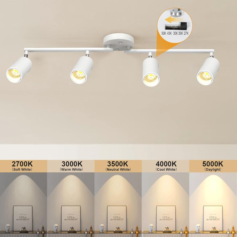 Ajbvp 5Color LED Track Lighting Kit 4 Lights Dimmable 48W Track Light,Zoomable15°/24°/36°/45°/60°-2700K/3000K/3500K4000K/5000K,Track Lighting for Accent Task Kitchen,Lumen 4800 (White) - Image 5